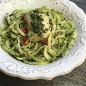 Cucumber Noodles with Fresh Basil Pesto